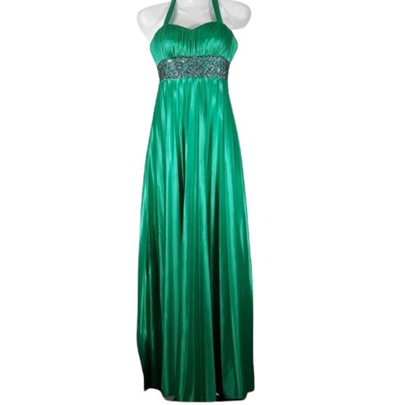 My Michelle Green Satin Sequin Evening St. Patrick's Day Prom Dress Size S/XS - Picture 5 of 15